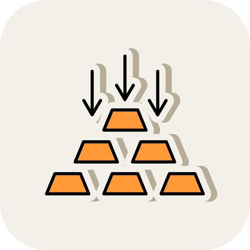 Gold Barren Linie gefüllt Weiß Schatten Symbol vektor