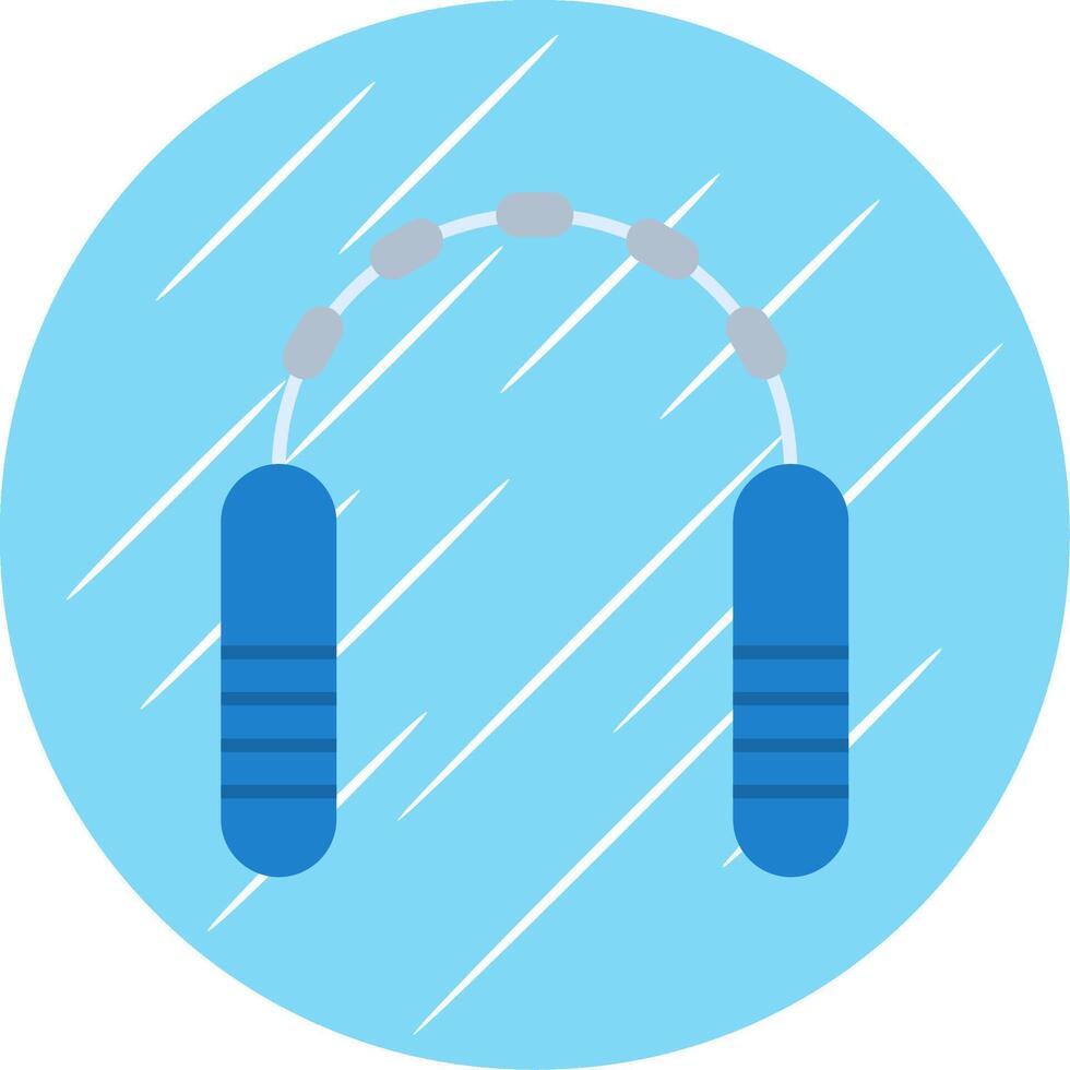 nunchaku platt blå cirkel ikon vektor