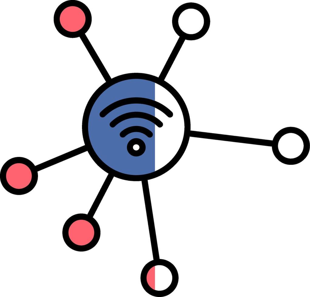 nätverk fylld halv skära ikon vektor