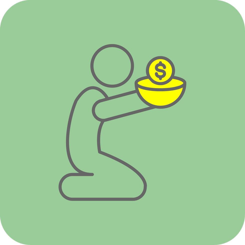 fattigdom fylld gul ikon vektor