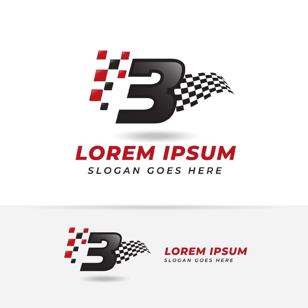 nummer tre 3 racing ikon symbol design. racing nummer logotypdesigner vektor