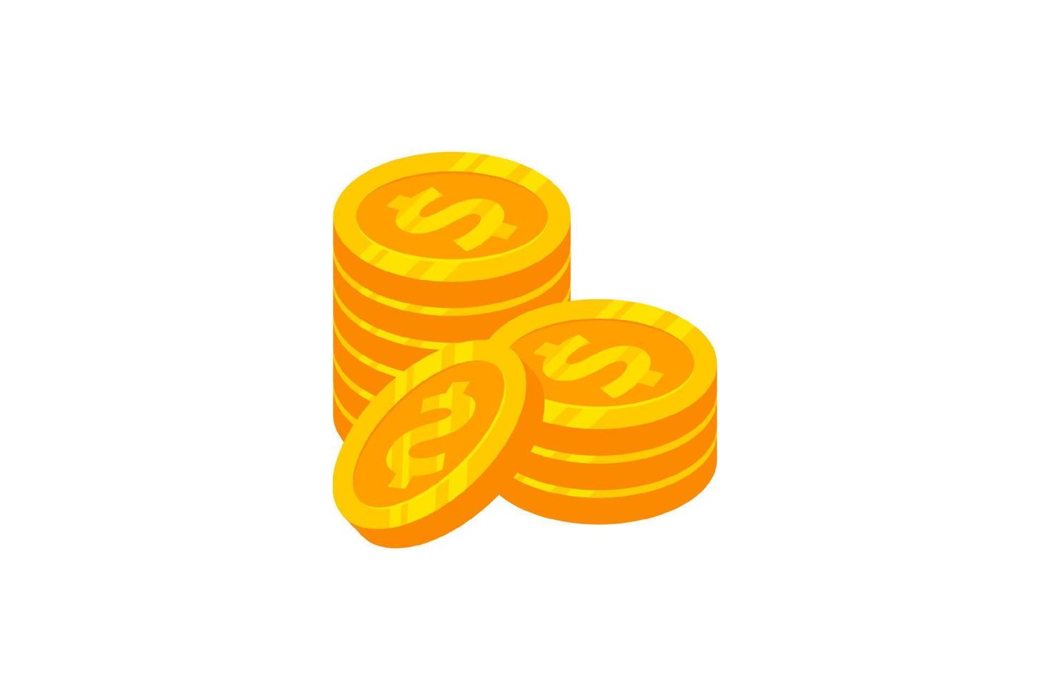 Haufen Münzen Geld Vektor Icon Design. Geldzeichensymbol-Designs