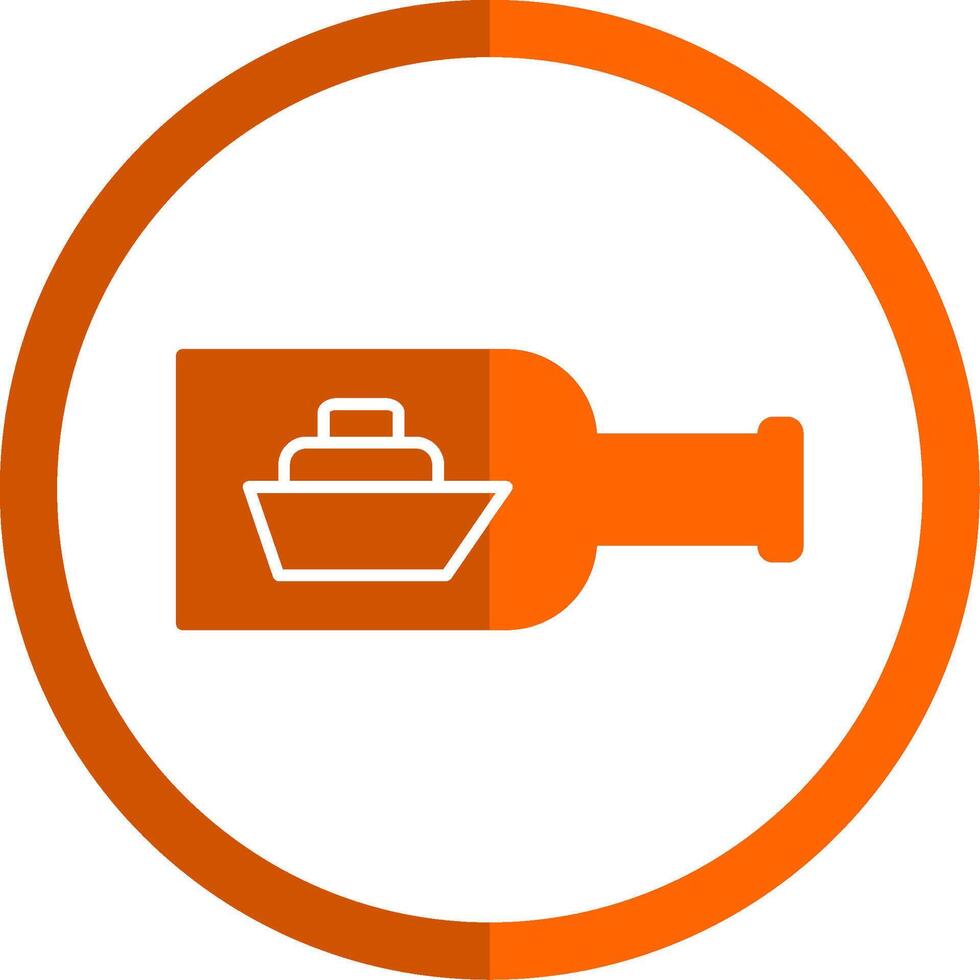 Schiff im ein Flasche Glyphe Orange Kreis Symbol vektor