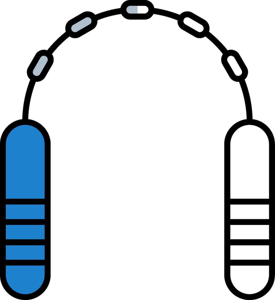 Nunchaku gefüllt Hälfte Schnitt Symbol vektor