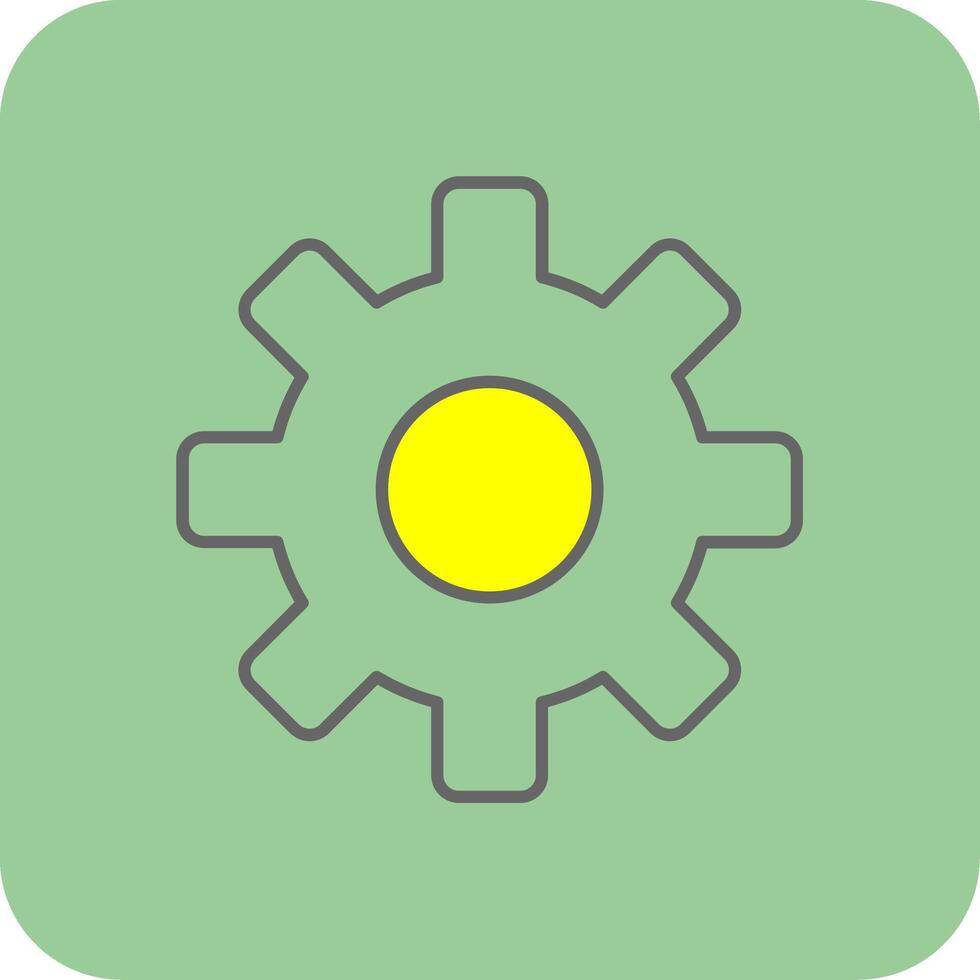 kugghjul fylld gul ikon vektor