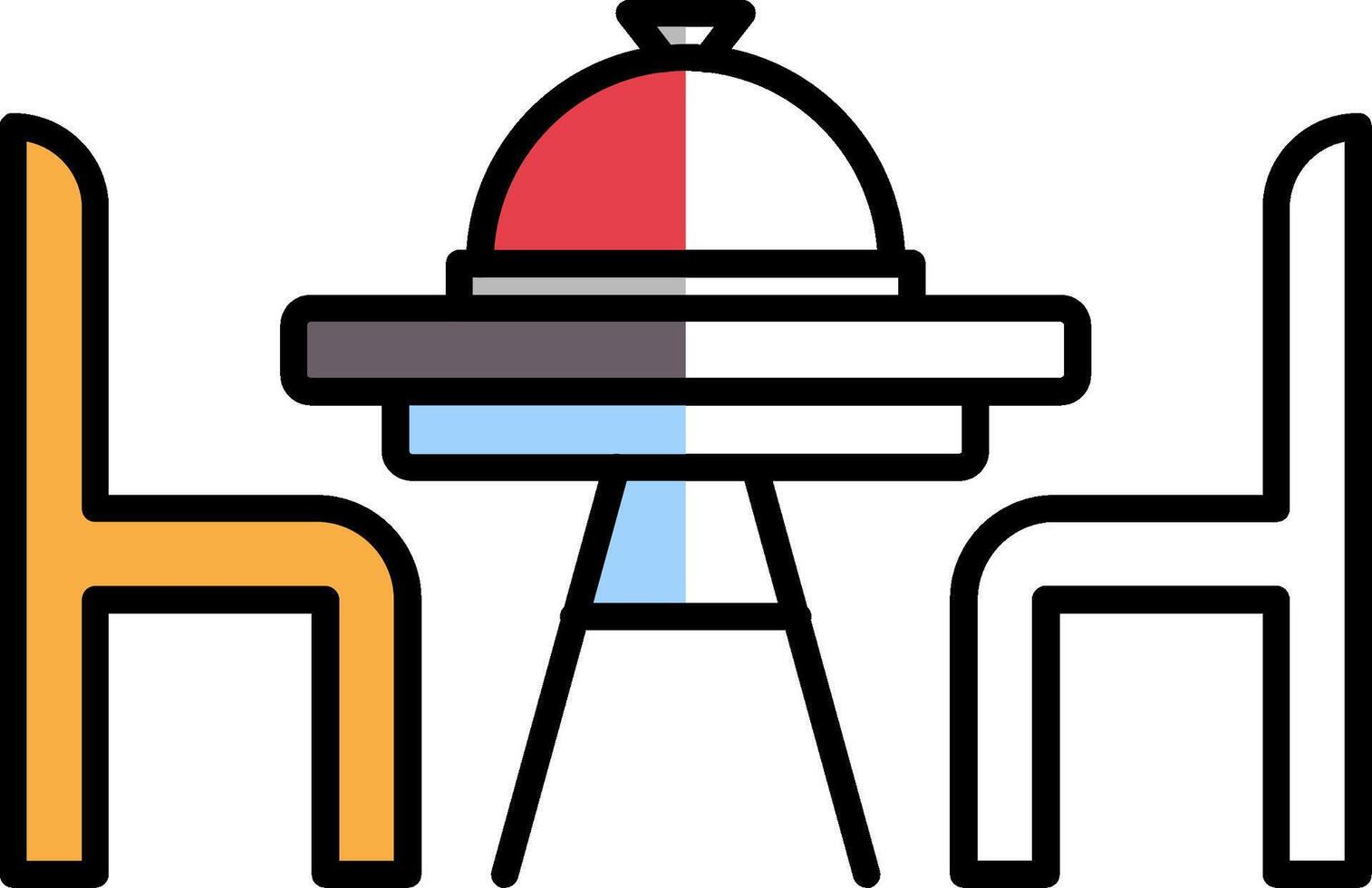 Abendessen Tabelle gefüllt Hälfte Schnitt Symbol vektor