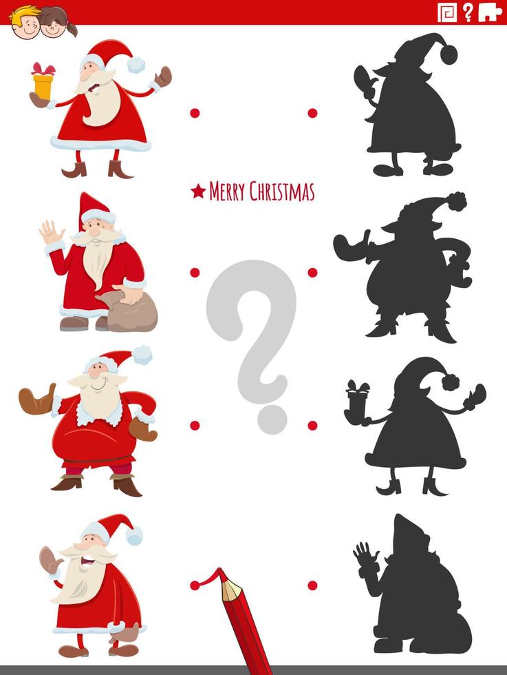 pädagogisches Schattenspiel mit Cartoon-Weihnachtsmann vektor