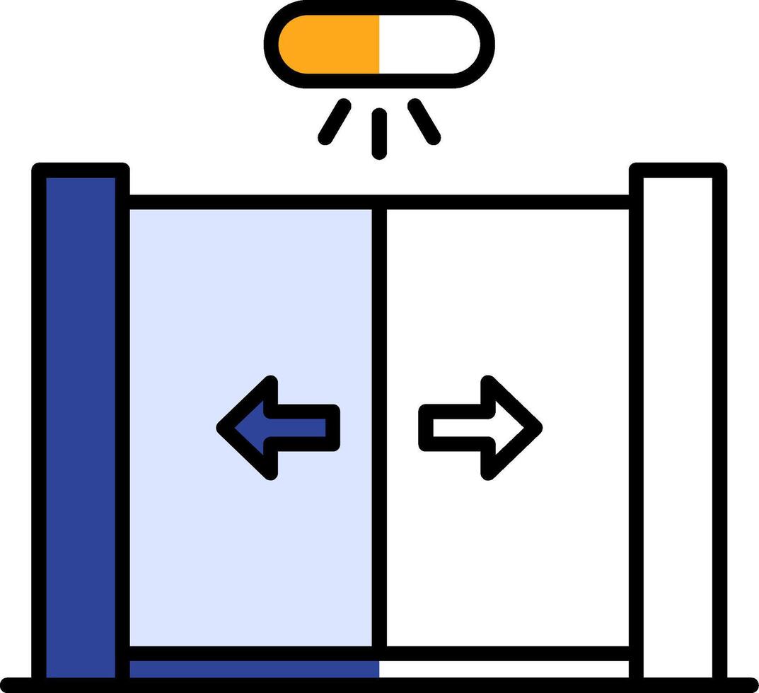 gleiten Tür gefüllt Hälfte Schnitt Symbol vektor