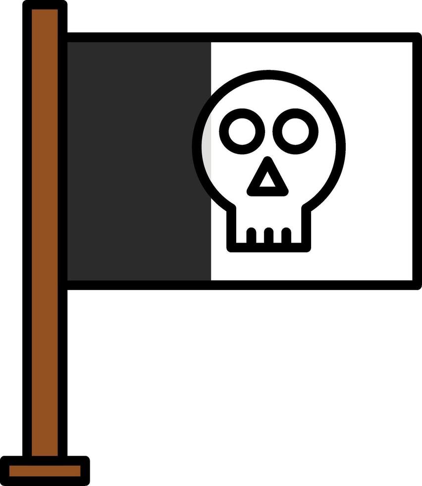 pirat flagga fylld halv skära ikon vektor