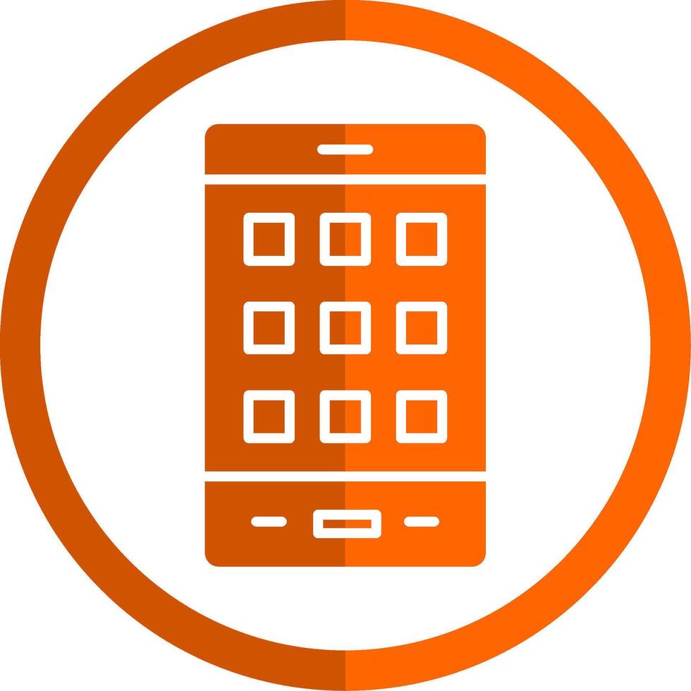 mobil telefon glyf orange cirkel ikon vektor