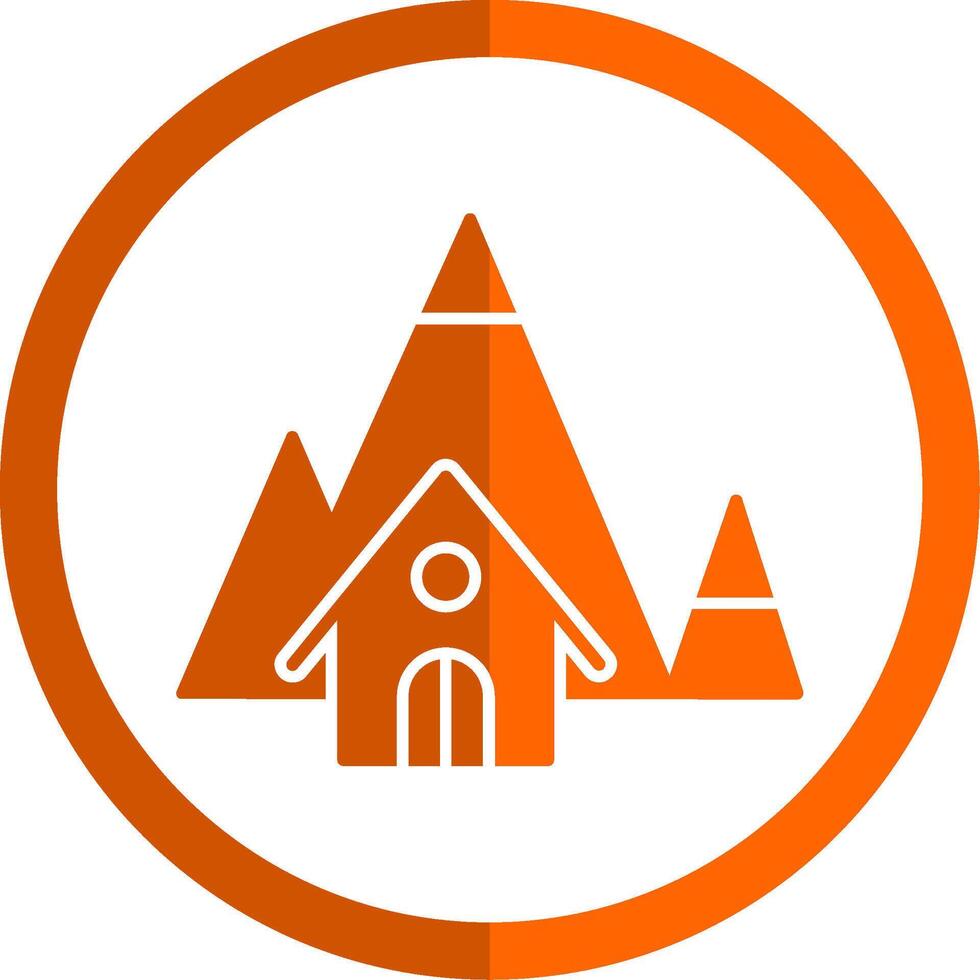 Berg Haus Glyphe Orange Kreis Symbol vektor