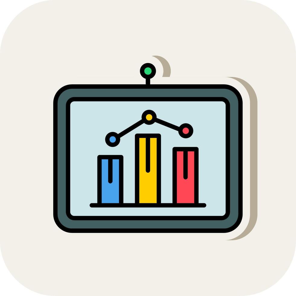 bar Diagram linje fylld vit skugga ikon vektor