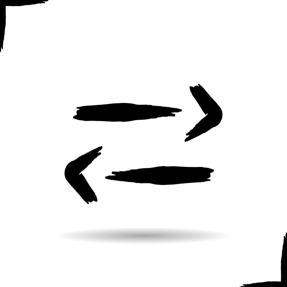 vänster och höger pilikon. skugga penseldrag riktningssymbol. vektor isolerade illustration
