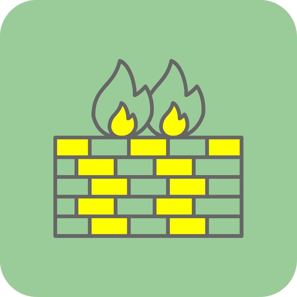 brandvägg fylld gul ikon vektor