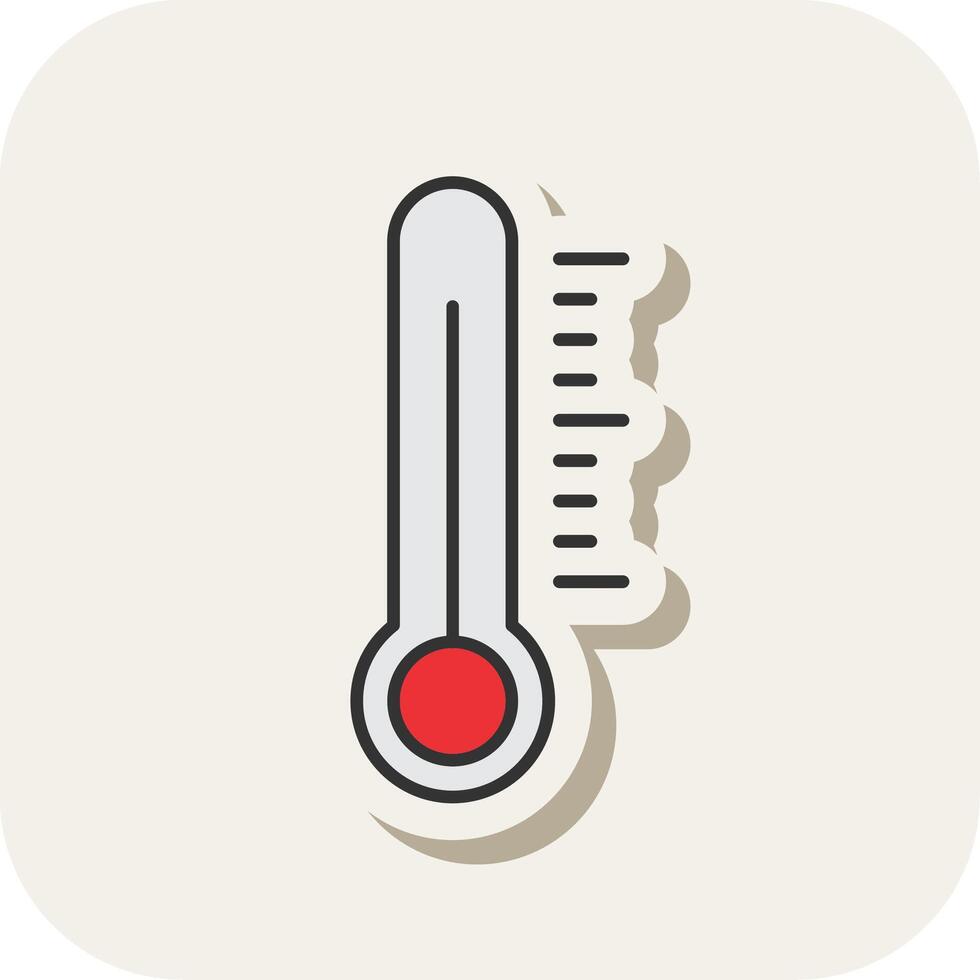 termometer linje fylld vit skugga ikon vektor