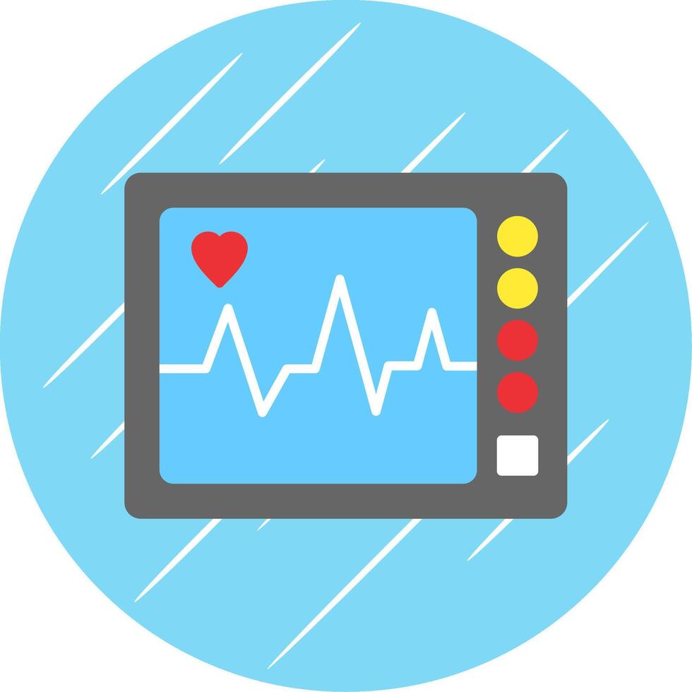 ecg maskin platt blå cirkel ikon vektor