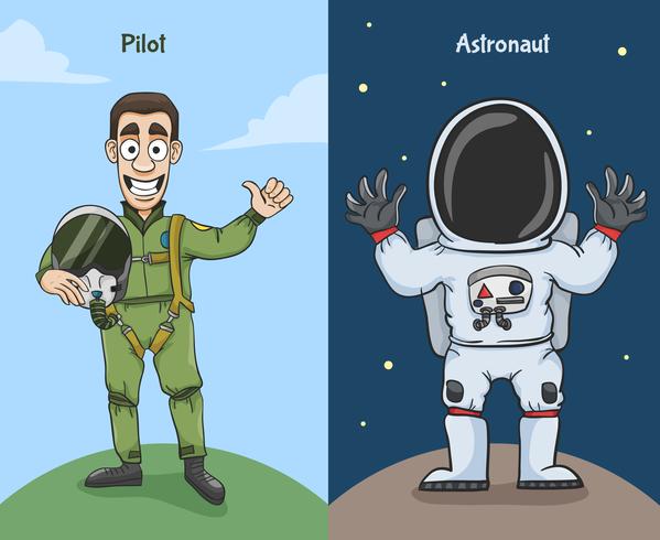 Astronaut och Pilot Karaktärer vektor