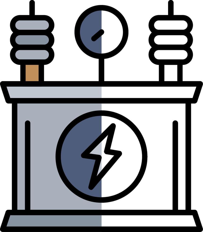 kraft transformator fylld halv skära ikon vektor