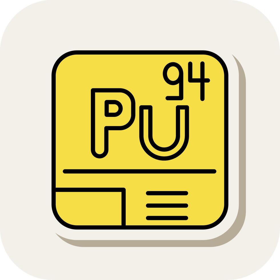 plutonium linje fylld vit skugga ikon vektor