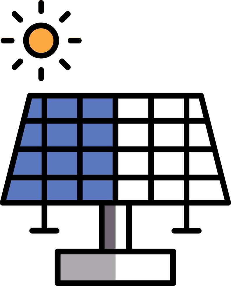 sol- panel fylld halv skära ikon vektor