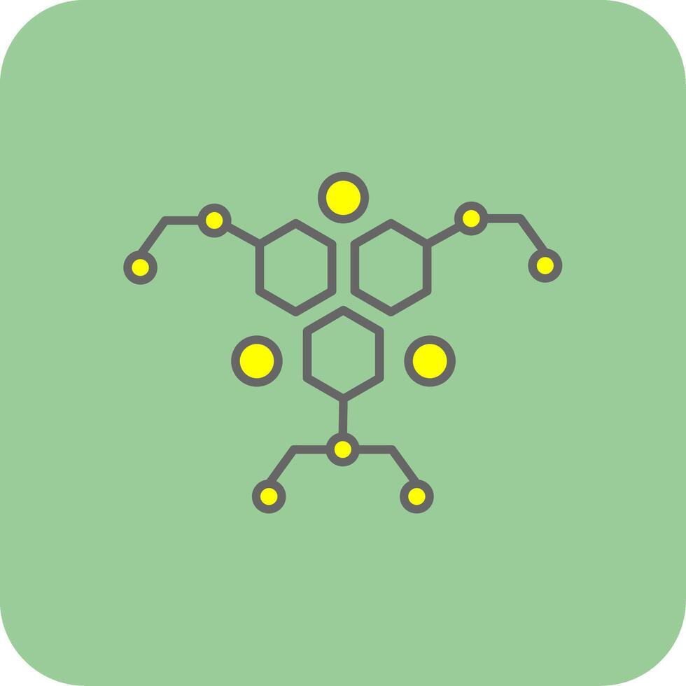 molekyl fylld gul ikon vektor