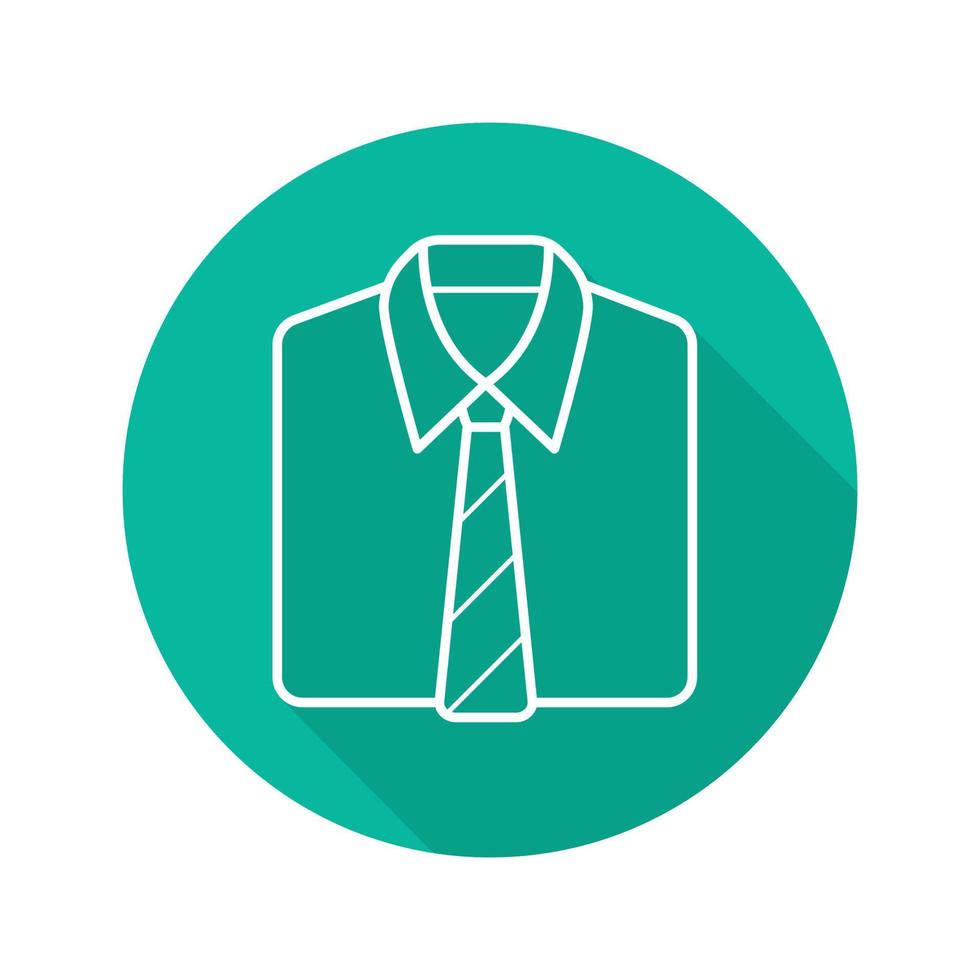 skjorta och slips platt linjär lång skugga ikon. mäns kontorsuniform. vektor linje symbol
