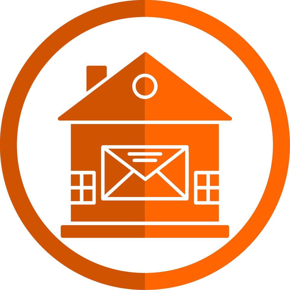 Haus Mail Glyphe Orange Kreis Symbol vektor