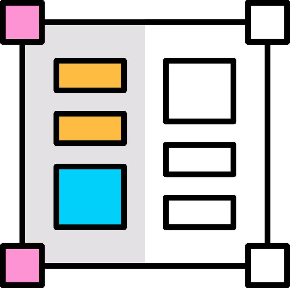 Layout Werkzeuge gefüllt Hälfte Schnitt Symbol vektor