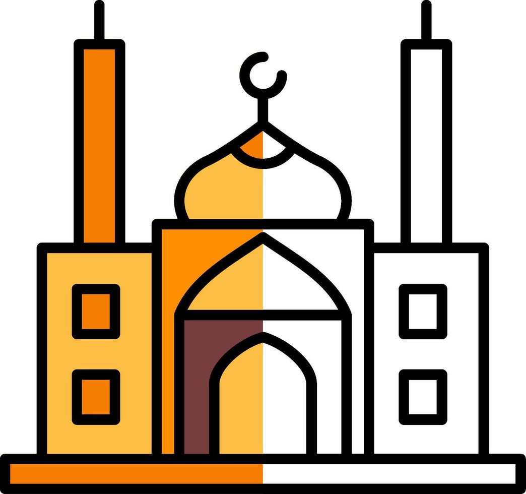 Moschee gefüllt Hälfte Schnitt Symbol vektor