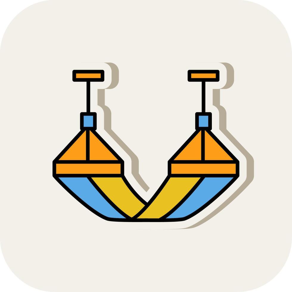 Hängematte Linie gefüllt Weiß Schatten Symbol vektor