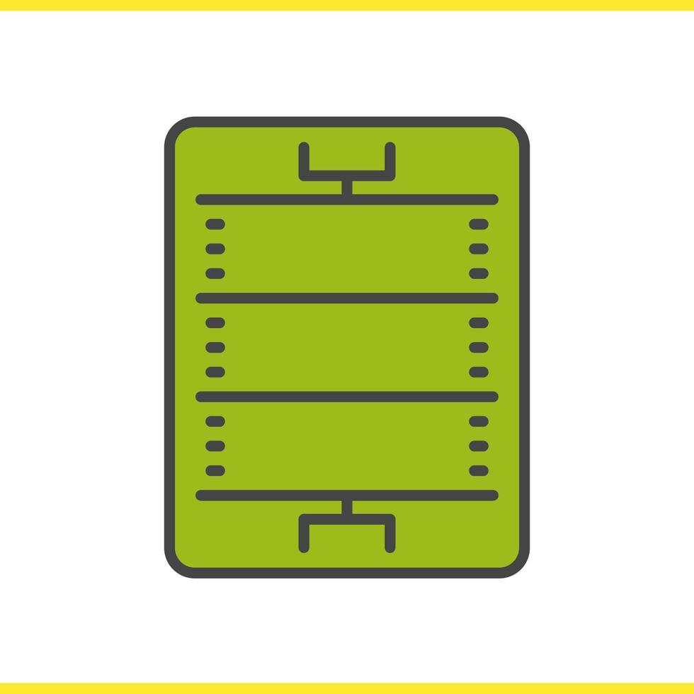amerikansk fotboll eller rugbyfält färgikon. schema för sportspelstadion. isolerade vektor illustration