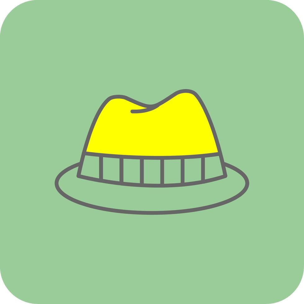 fedora hatt fylld gul ikon vektor