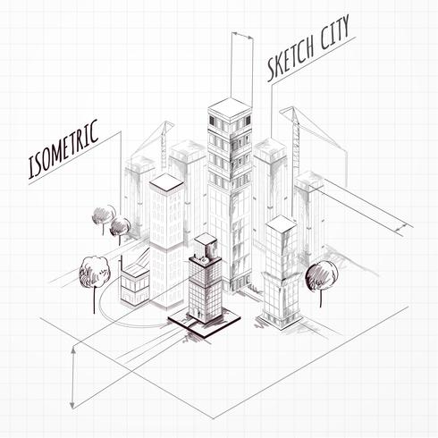Stadtbau-Skizze isometrisch vektor