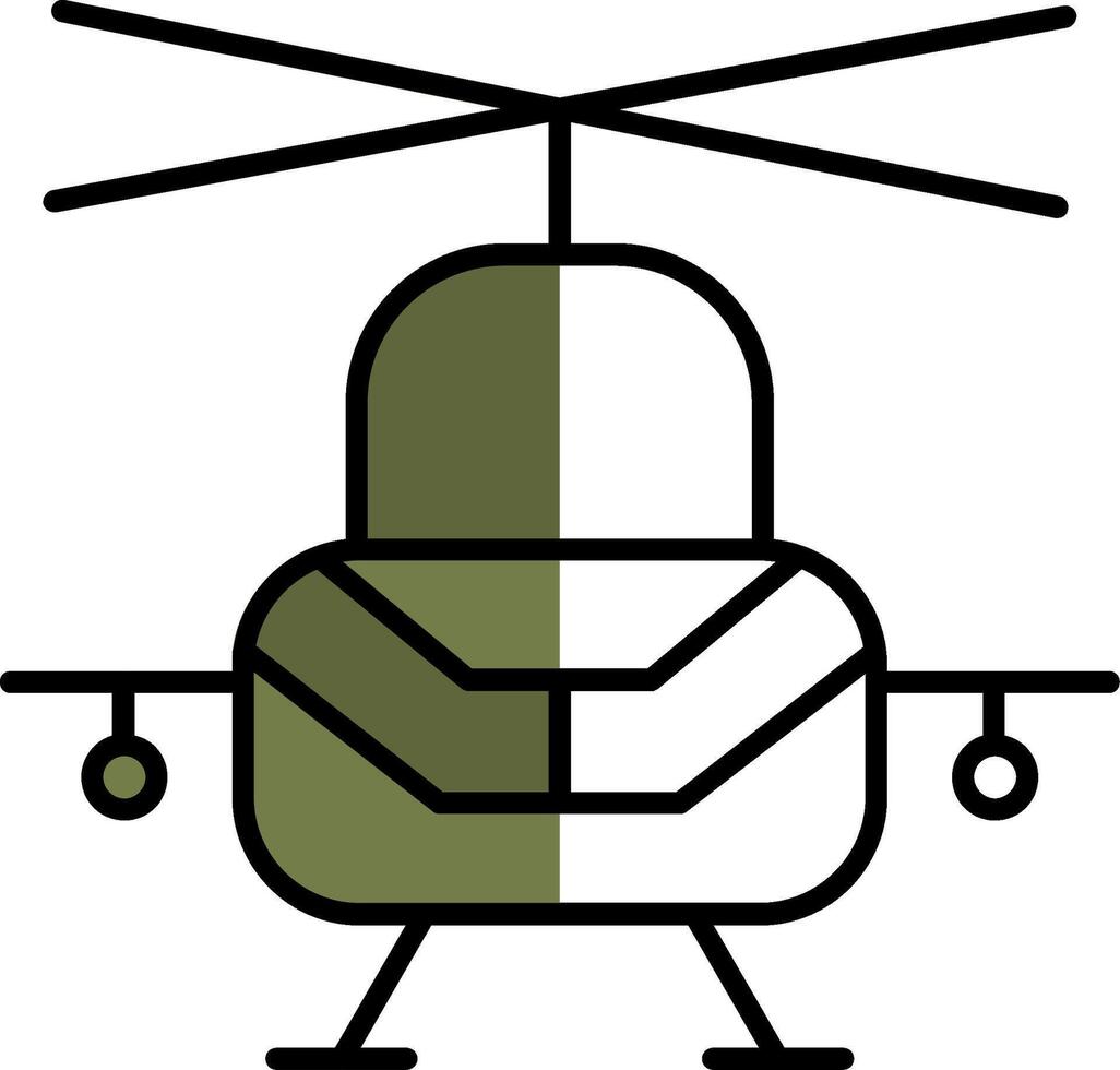 Militär- Hubschrauber gefüllt Hälfte Schnitt Symbol vektor