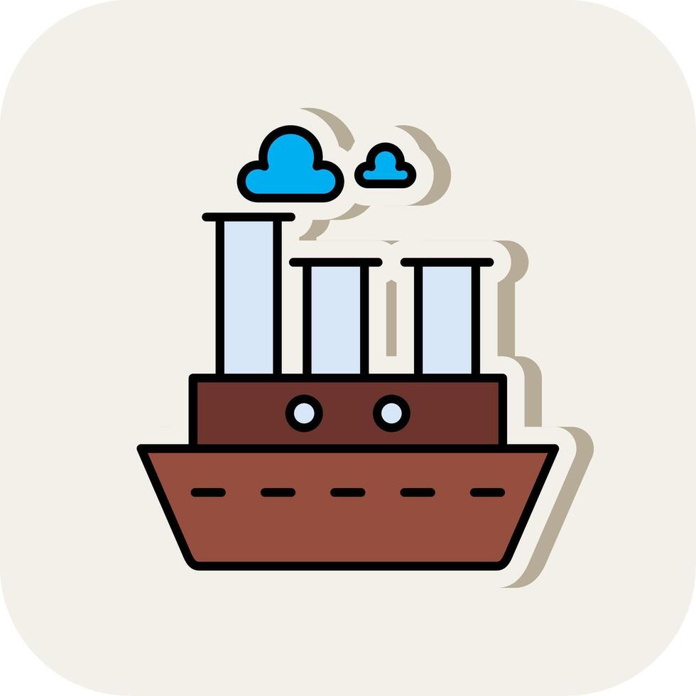 Dampfschiff Linie gefüllt Weiß Schatten Symbol vektor