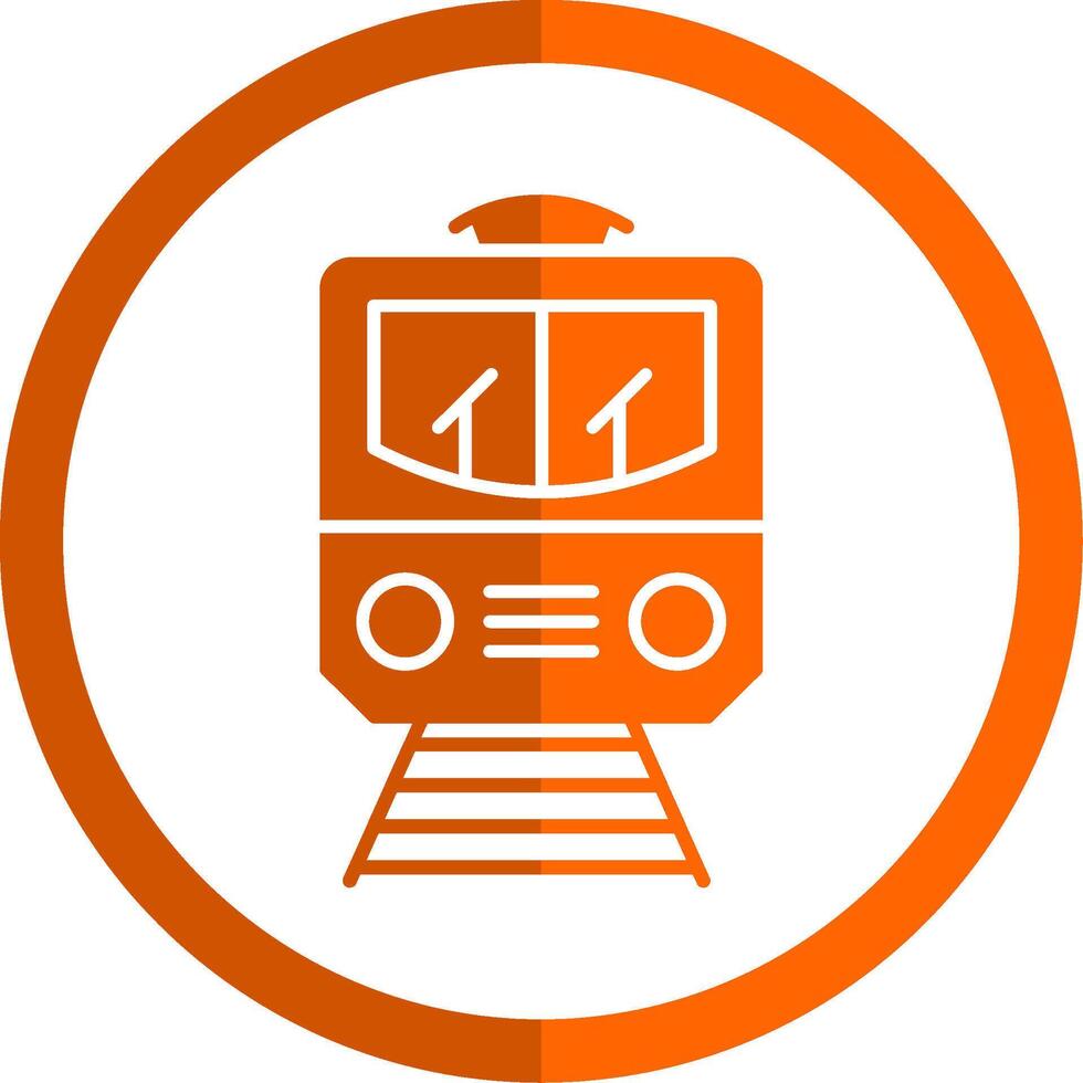 tåg glyf orange cirkel ikon vektor
