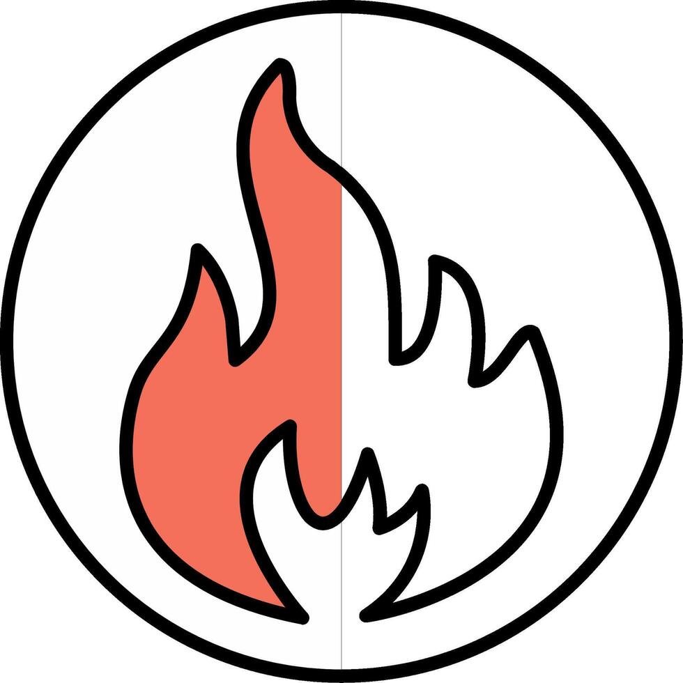 Flamme gefüllt Hälfte Schnitt Symbol vektor