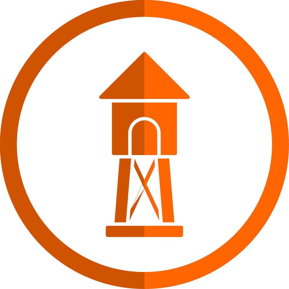 vakttorn glyf orange cirkel ikon vektor