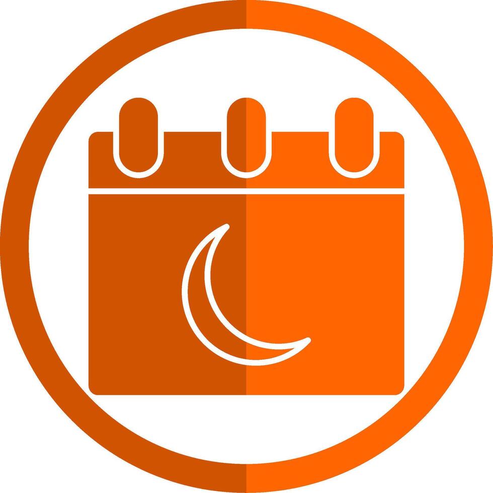 måne kalender glyf orange cirkel ikon vektor