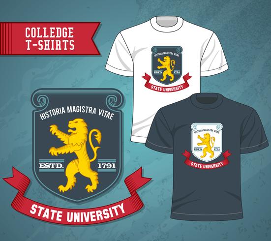 College beschriftet T-Shirts vektor