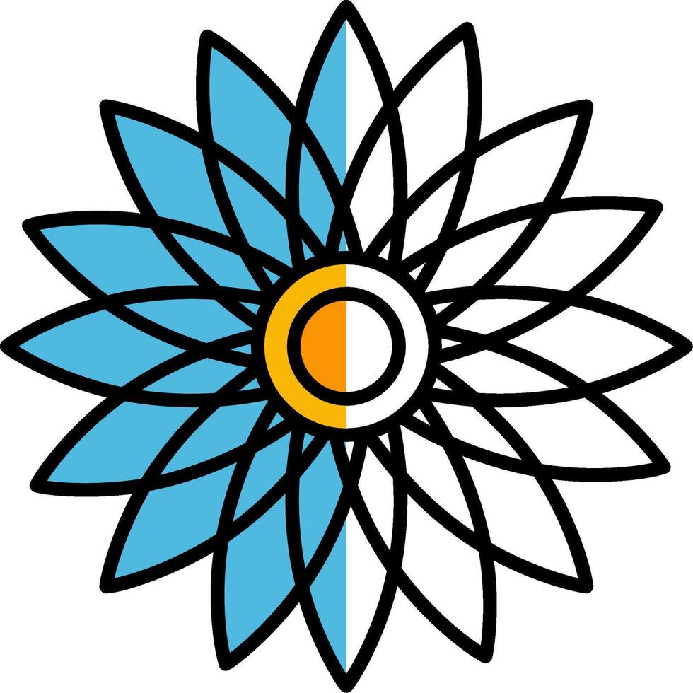 Sonnenblume gefüllt Hälfte Schnitt Symbol vektor