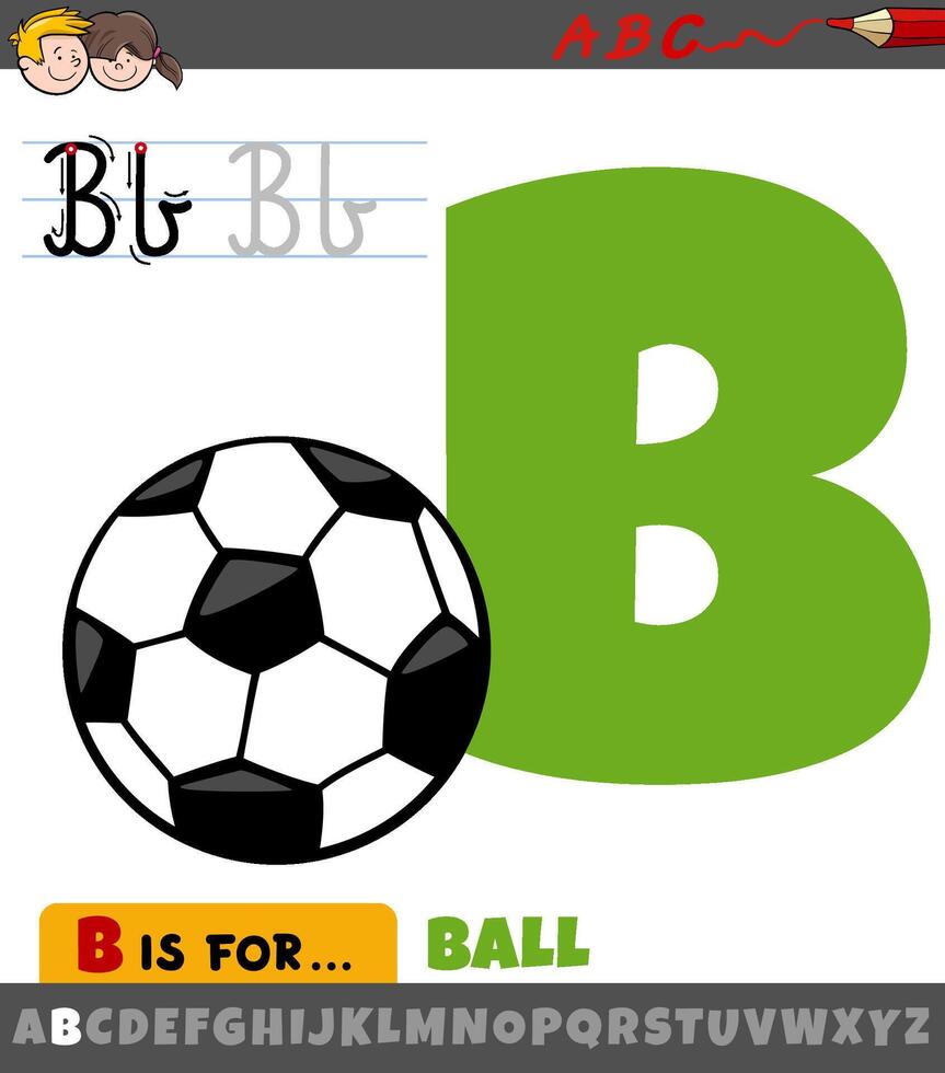 Brief b von Alphabet mit Karikatur Fußball Ball Objekt vektor