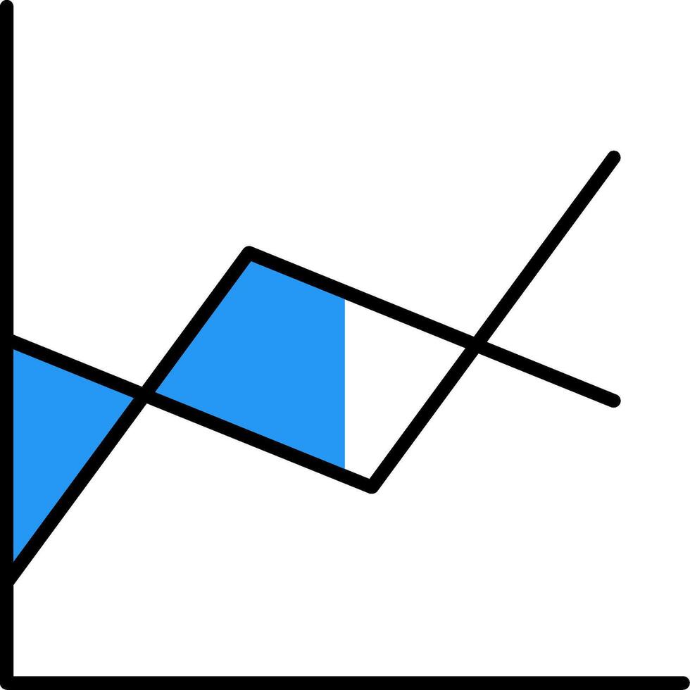 Linie Diagramm gefüllt Hälfte Schnitt Symbol vektor
