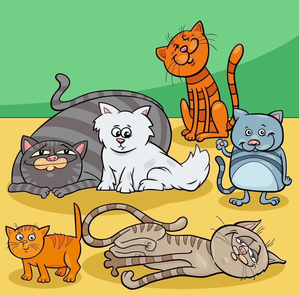 komisch Karikatur Katzen und Kätzchen Tier Zeichen vektor