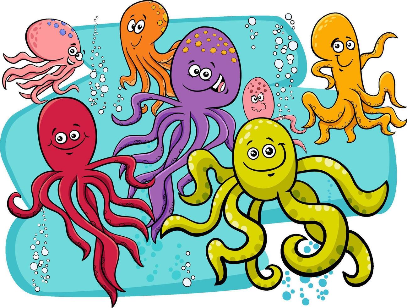 oktopus tierfiguren karikaturillustration vektor