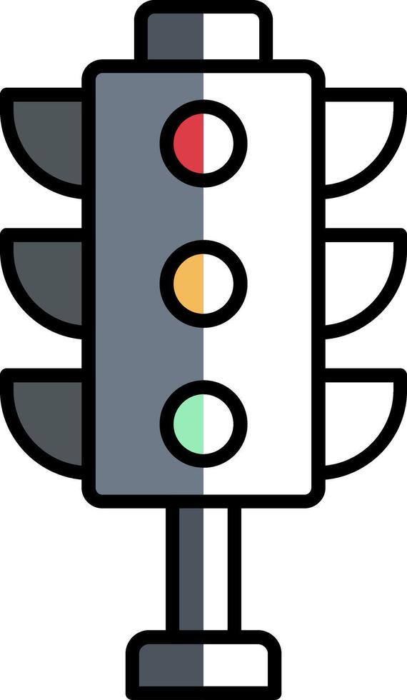 trafik lampor fylld halv skära ikon vektor