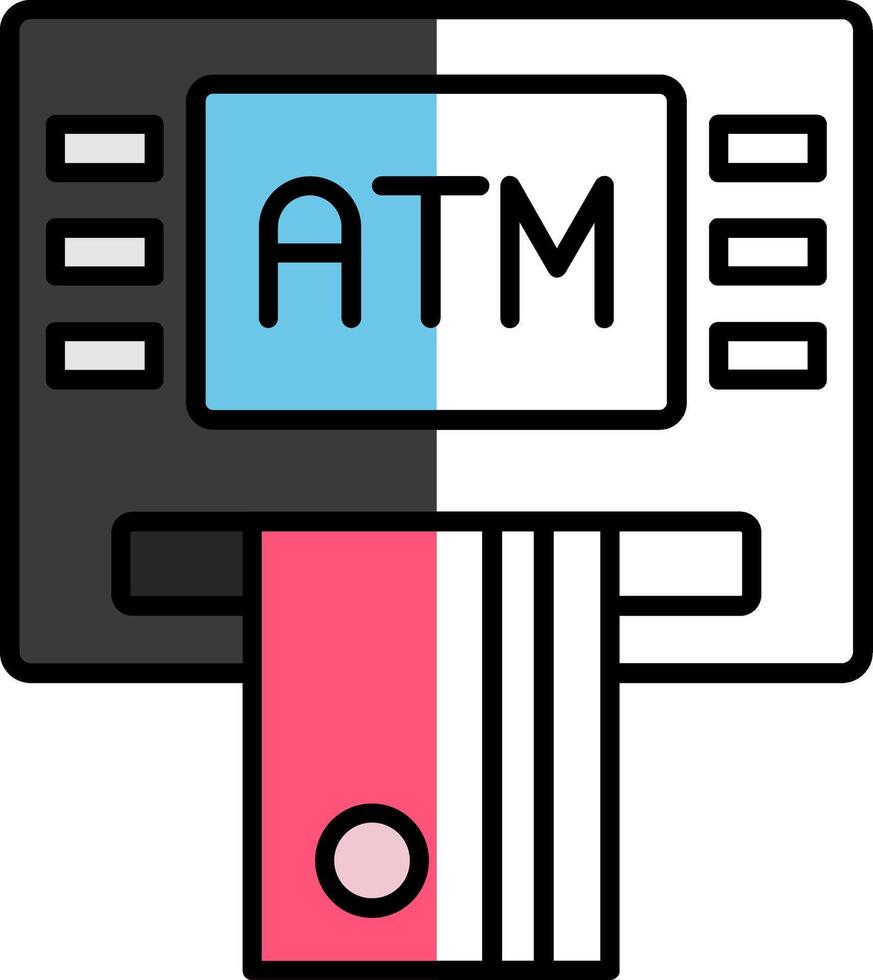 Geldautomat Maschine gefüllt Hälfte Schnitt Symbol vektor