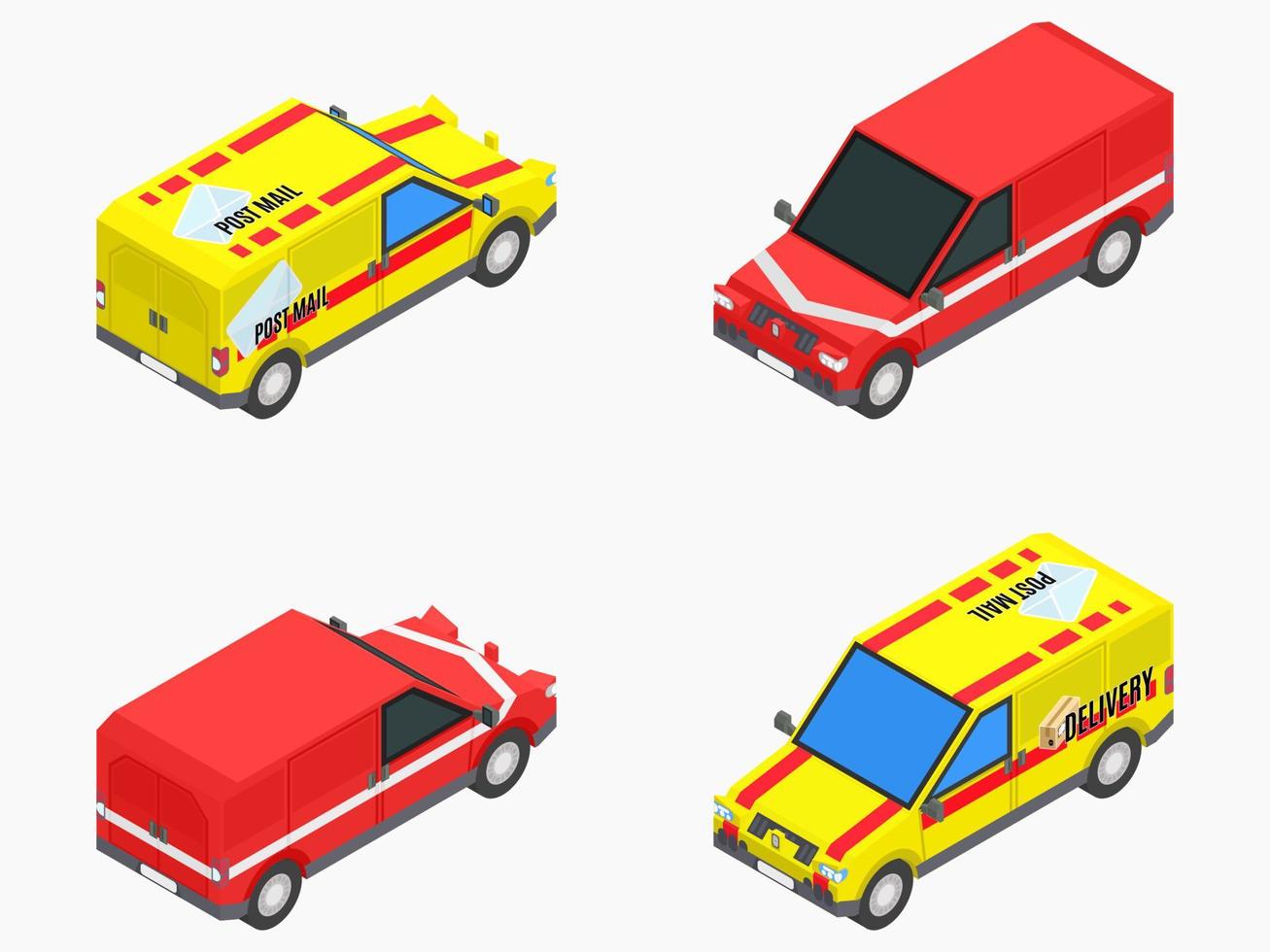 Gelbe und rote isometrische cars.stock vector image