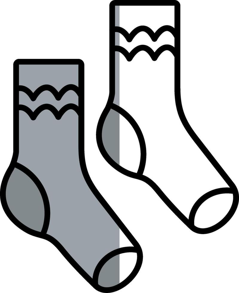Paar von Socken gefüllt Hälfte Schnitt Symbol vektor