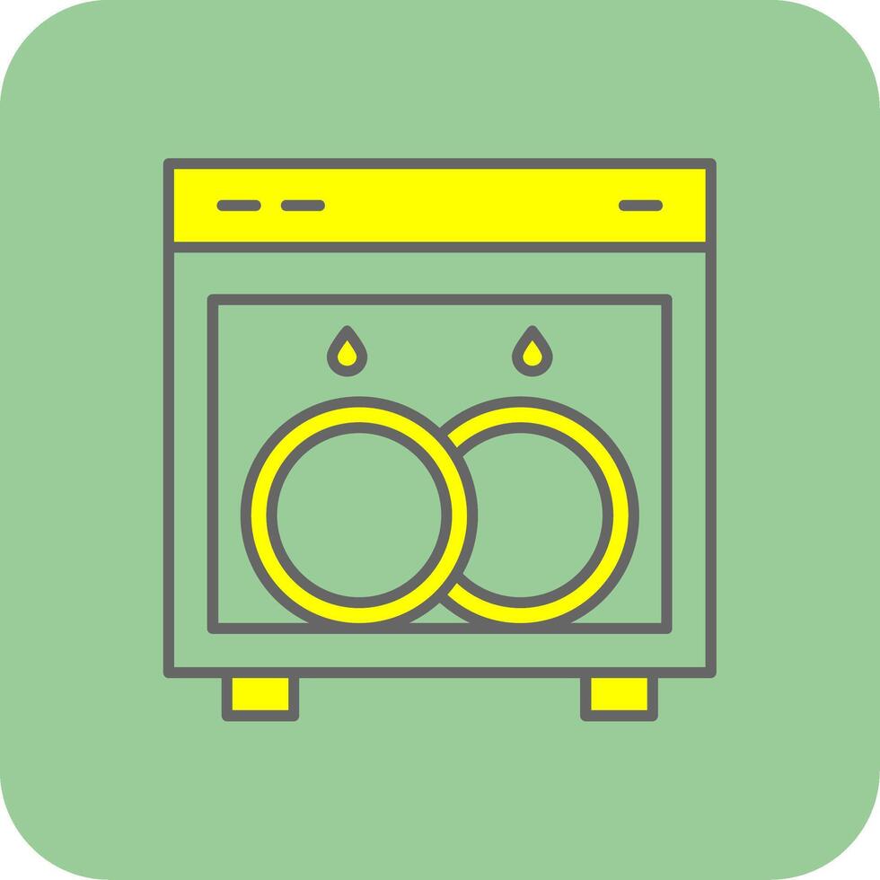 maträtt tvättning fylld gul ikon vektor